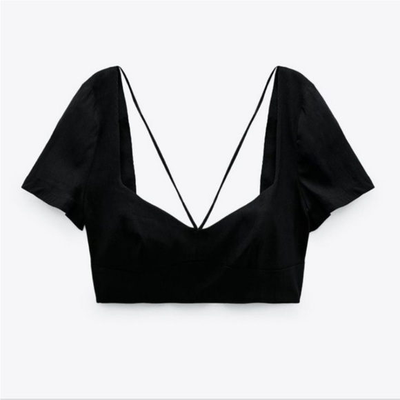 Zara linen blend crop top size M - Picture 3 of 3